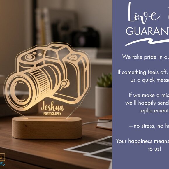 Personalized Camera Night Light – Custom LED Photo Room Lamp - Picture 6 of 8